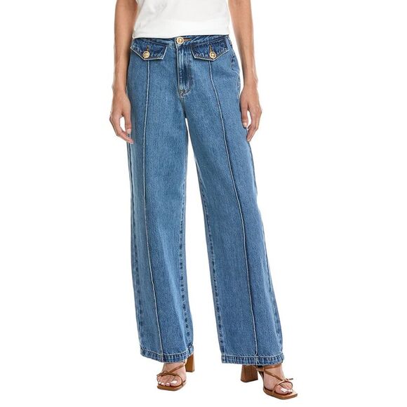Blank NYC Denim - Blank Nyc Womens Hands Down Medium Indigo High-Rise Wide Leg Jean